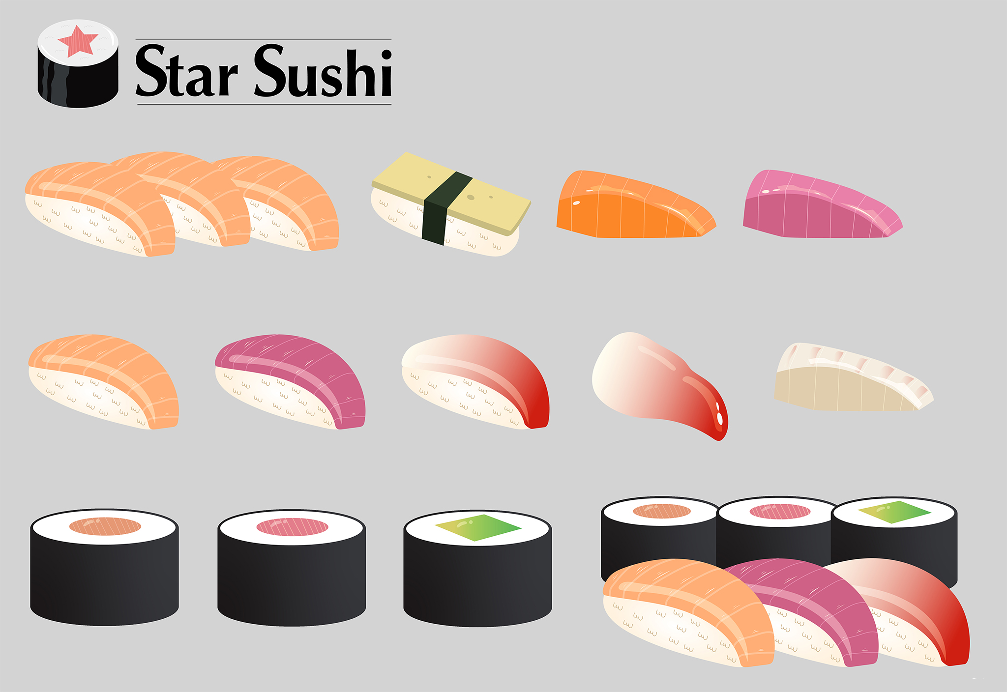 Illustrations for Star Sushi