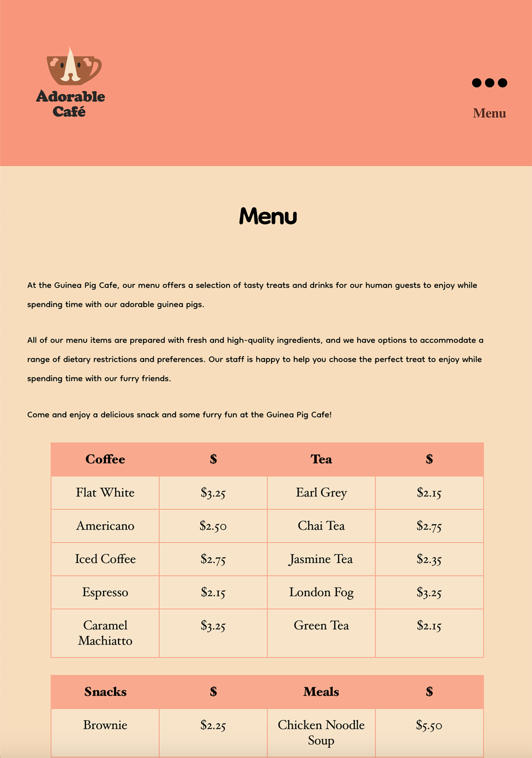 Adorable Cafe Responsive Website